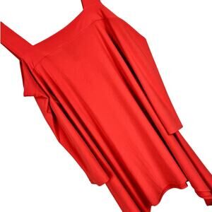 CLARA SUN WOO Women's S‎ Orange Cold Shoulder Minimalist 3/4 Sleeve Tunic Top
